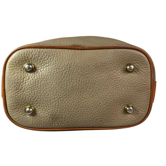 Vintage Dooney & Bourke All Weather Leather Bucket Bag Taupe Tan Drawstring - Picture 5 of 16